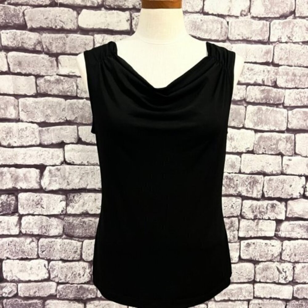 Chico's Black Draped Neck Sleeveless Tank Size M